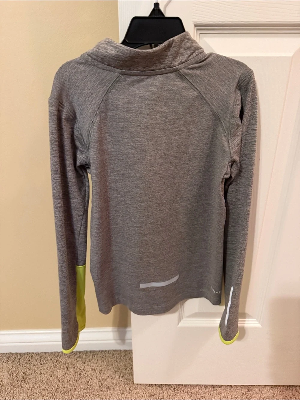 Nike Gray Half-Zip Turtleneck Sweater with Neon Yellow Accents